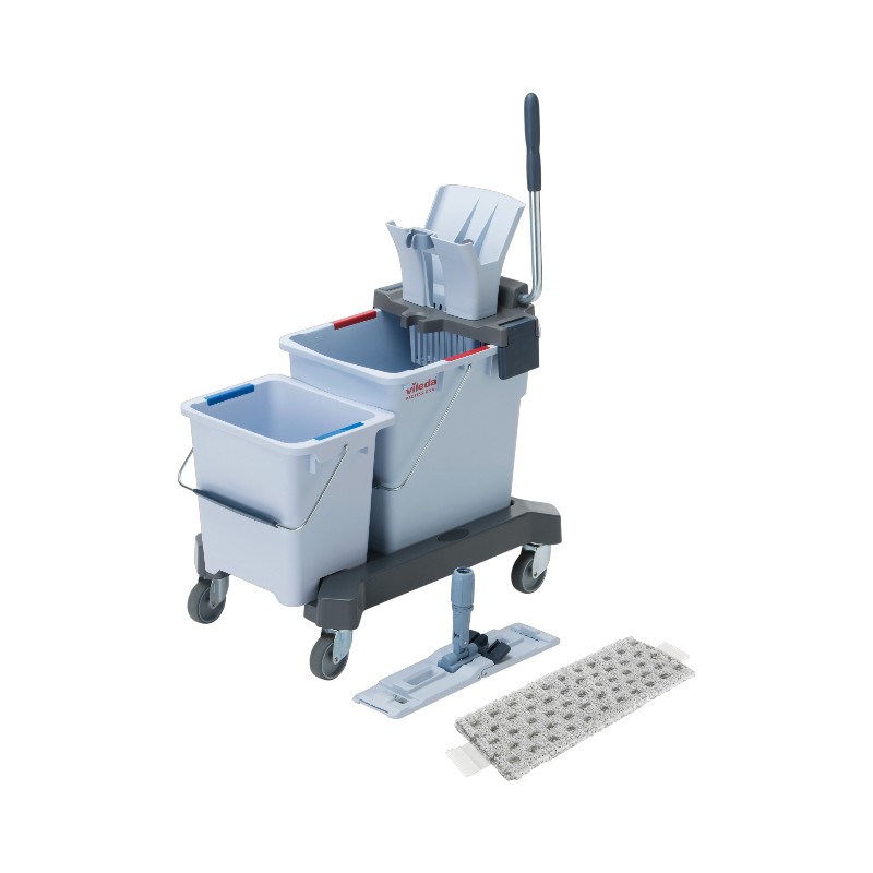 Reinigungswagen - US Pro Starterkit Double - Mit Presse & Eimer 1x25L & 1x8L